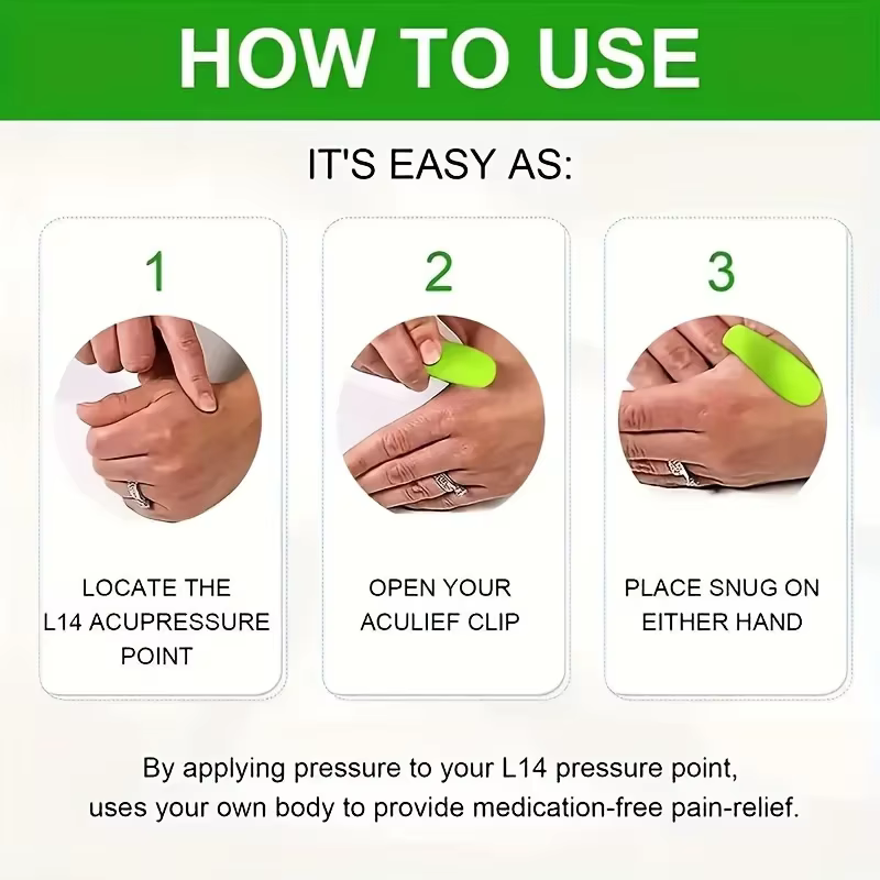 Clip d'acupression pour soulager la migraine et la tension - Massage du point