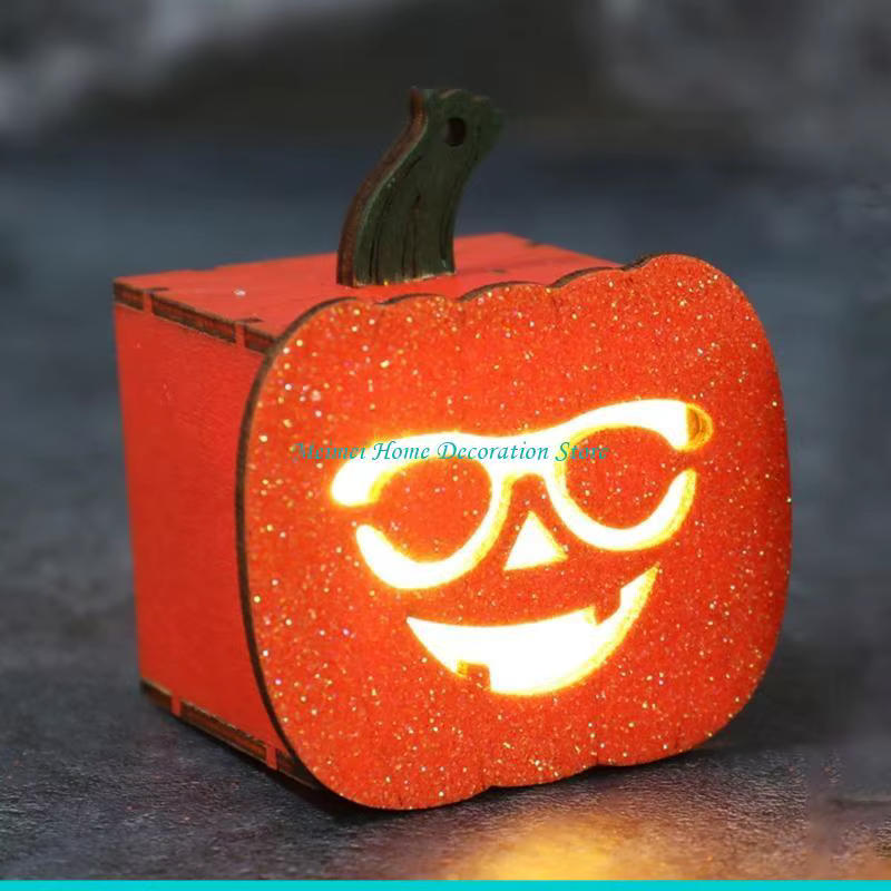 H7BF – lumières Led décoratives pour Halloween, décoration effrayante, lumière d'ambiance en bois, décoration fête