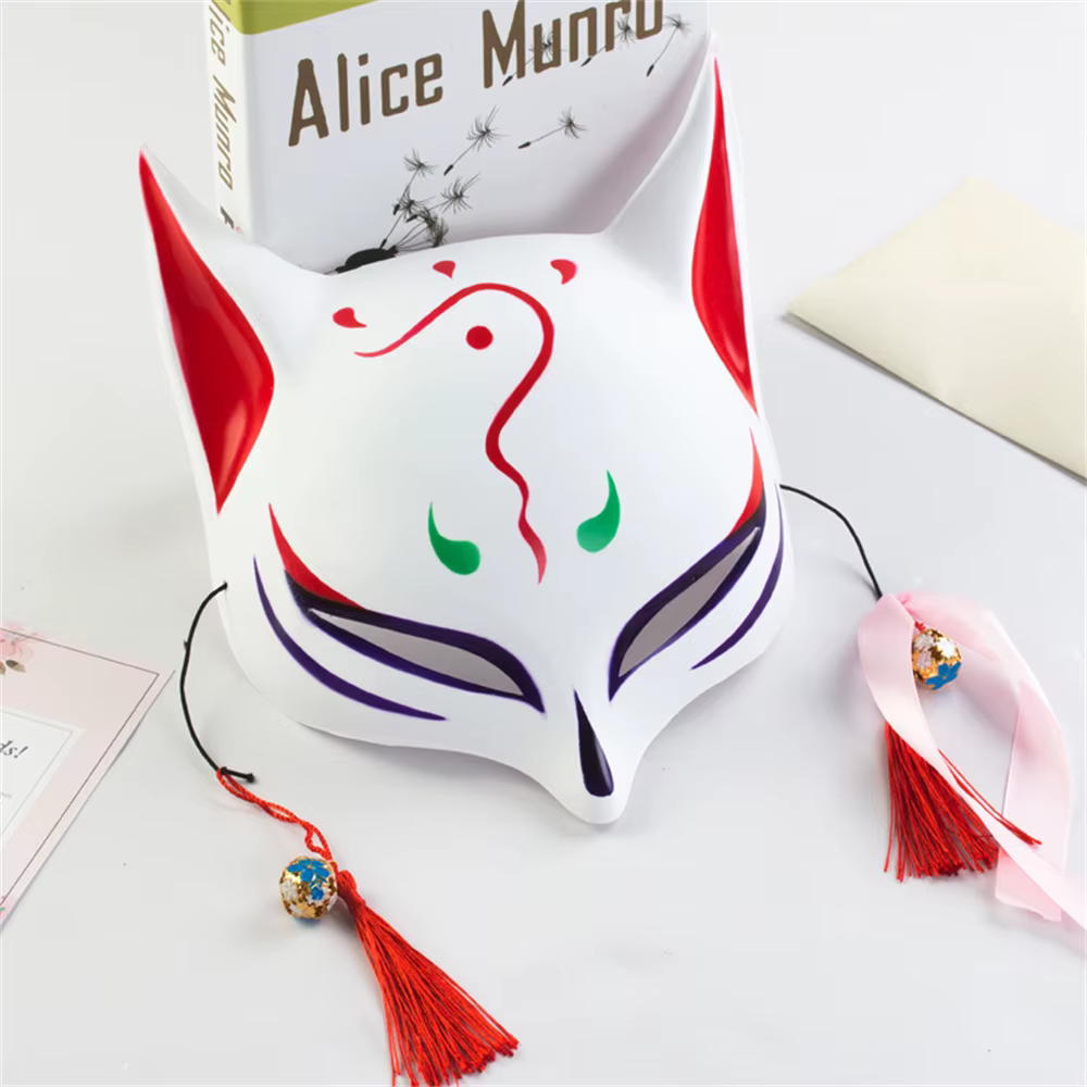 Masque demi-visage Bell Fashion, masque de renard anime peint à la main pour Halloween, fêtes costumées et bals masqués