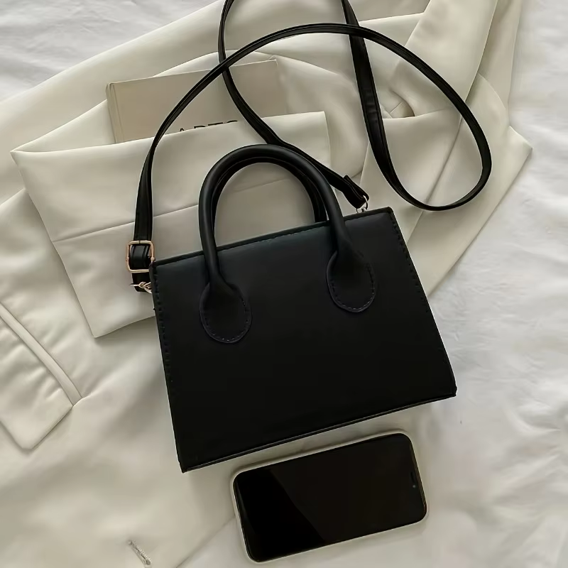 Sac à main carré tendance pour femme, mini sac bandoulière simple, sac à bandoulière minimaliste à poignée supérieure, sac de créateur de couleur unie