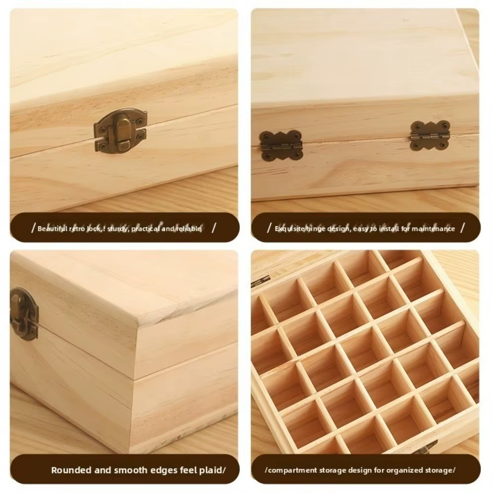 Nouvelle boîte de rangement d'huiles essentielles en bois 12/15/16/25 fentes
