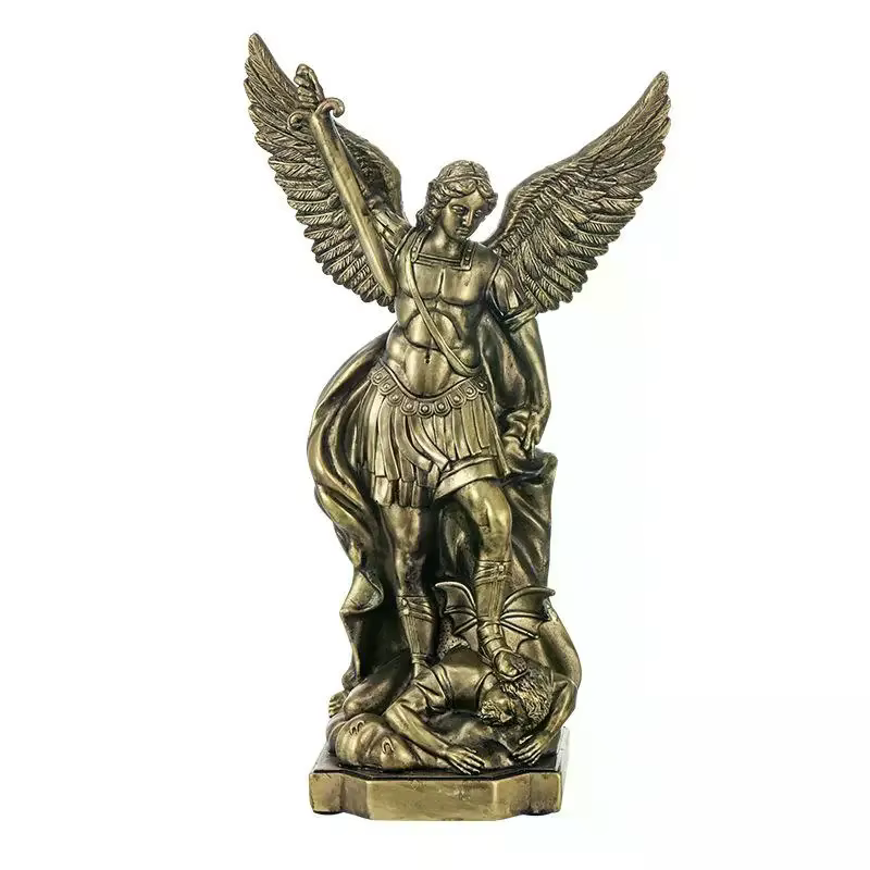 Statue de Saint-Michael pour la Protection de la maison, Sculpture de Saint catholique, idée cadeau chrétienne, décor en résine, figurine d'autel d'église, décoration de maison
