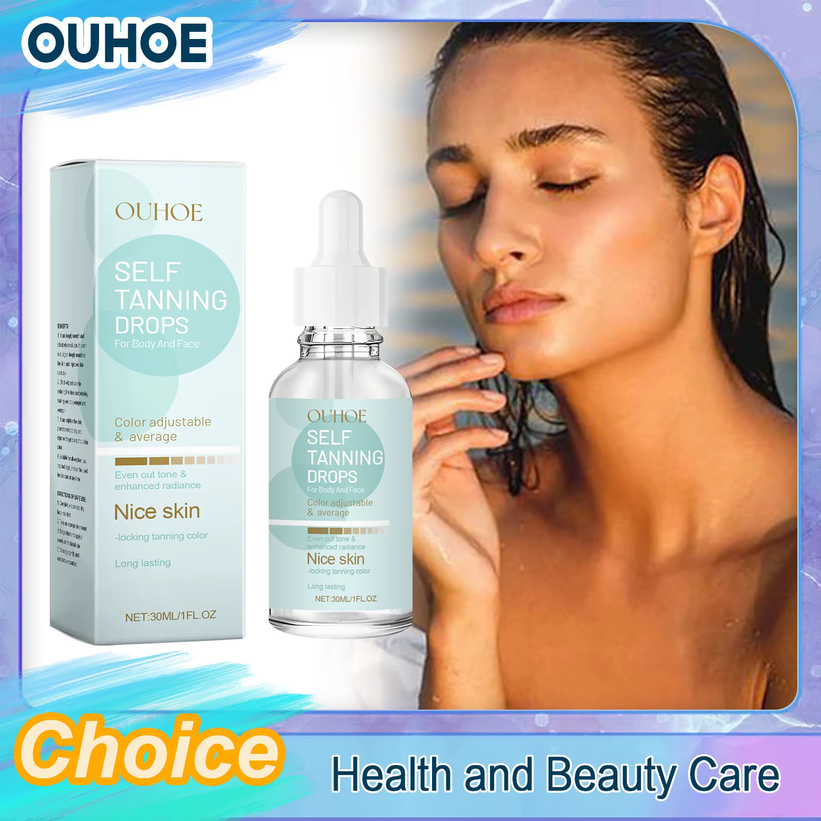Gouttes autobronzantes bronzées sans soleil