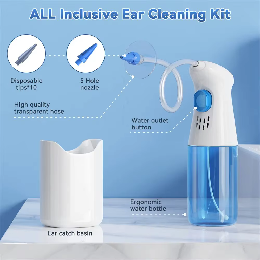 Kit de suppression de cérumen, nettoyeur d'oreille manuel, nettoyeur à eau, système de rinçage pour l'd'argile des oreilles, kit de livres d'oreille, soins de santé