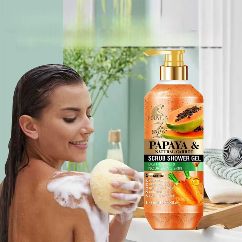 Gel douche exfoliant à la papaye et à la carotte ROUSHUN 1000ML