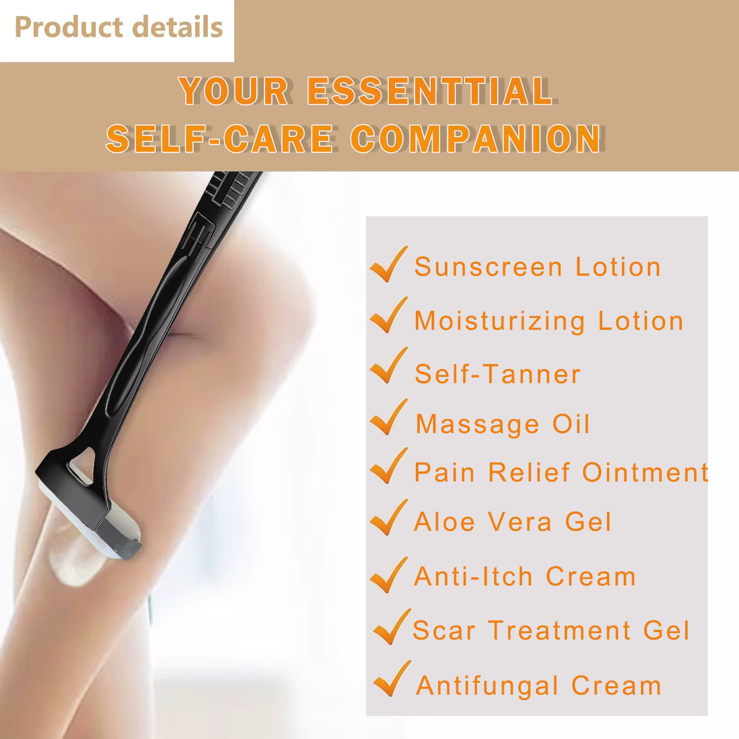 Applicateur de Lotion auto-protecteur solaire bronzant dos