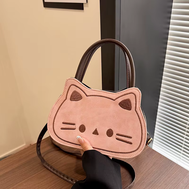 Sac à main chat mignon, sac à bandoulière pour femme, sac à bandoulière dessin animé tendance, style frais et doux automne-hiver, en PU