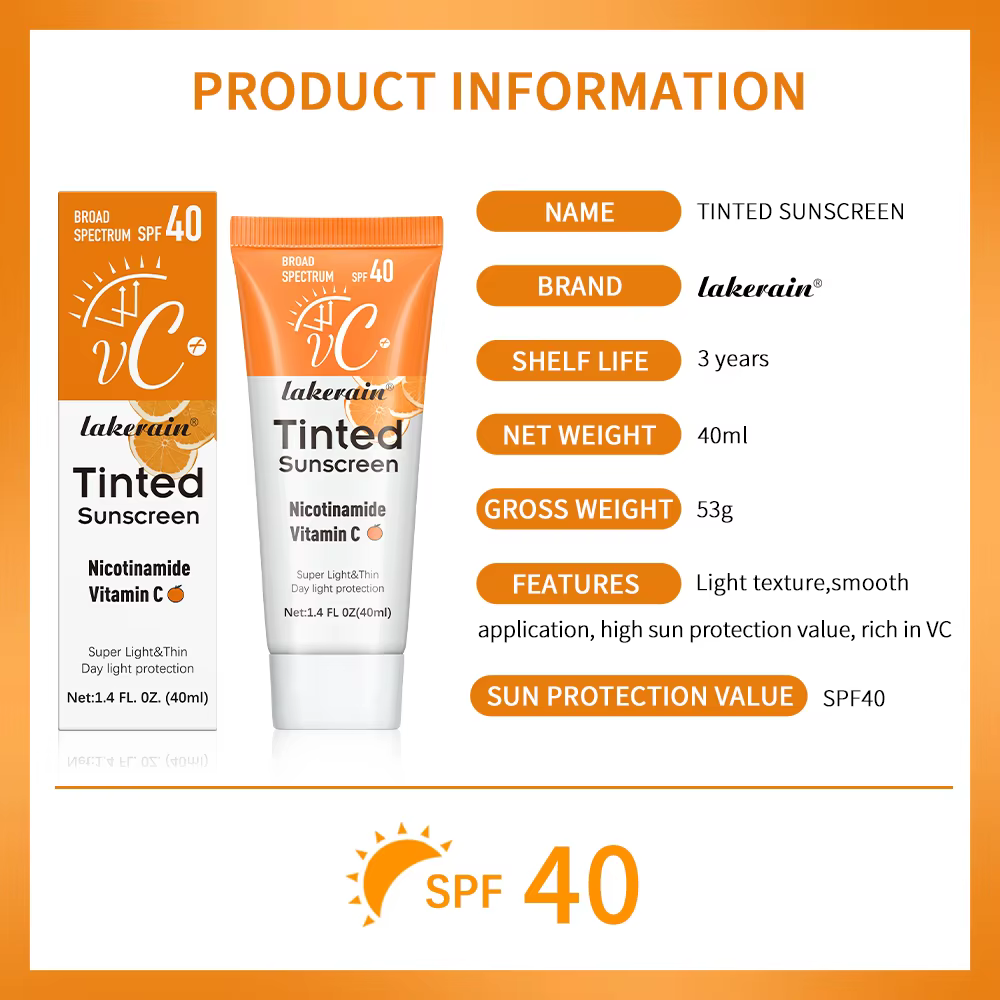 Crème solaire teintée à la vitamine C avec protection