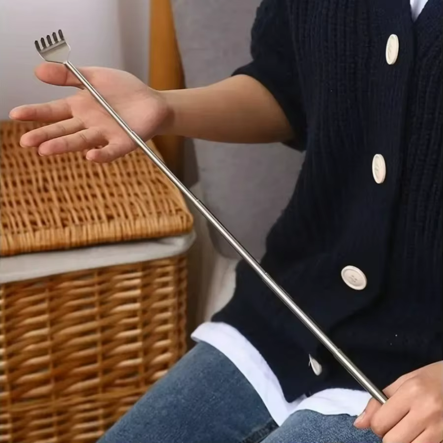 Ensemble gratte-dos et masseur de mains : Outil extensible pour le dos + rouleau à billes pour les doigts