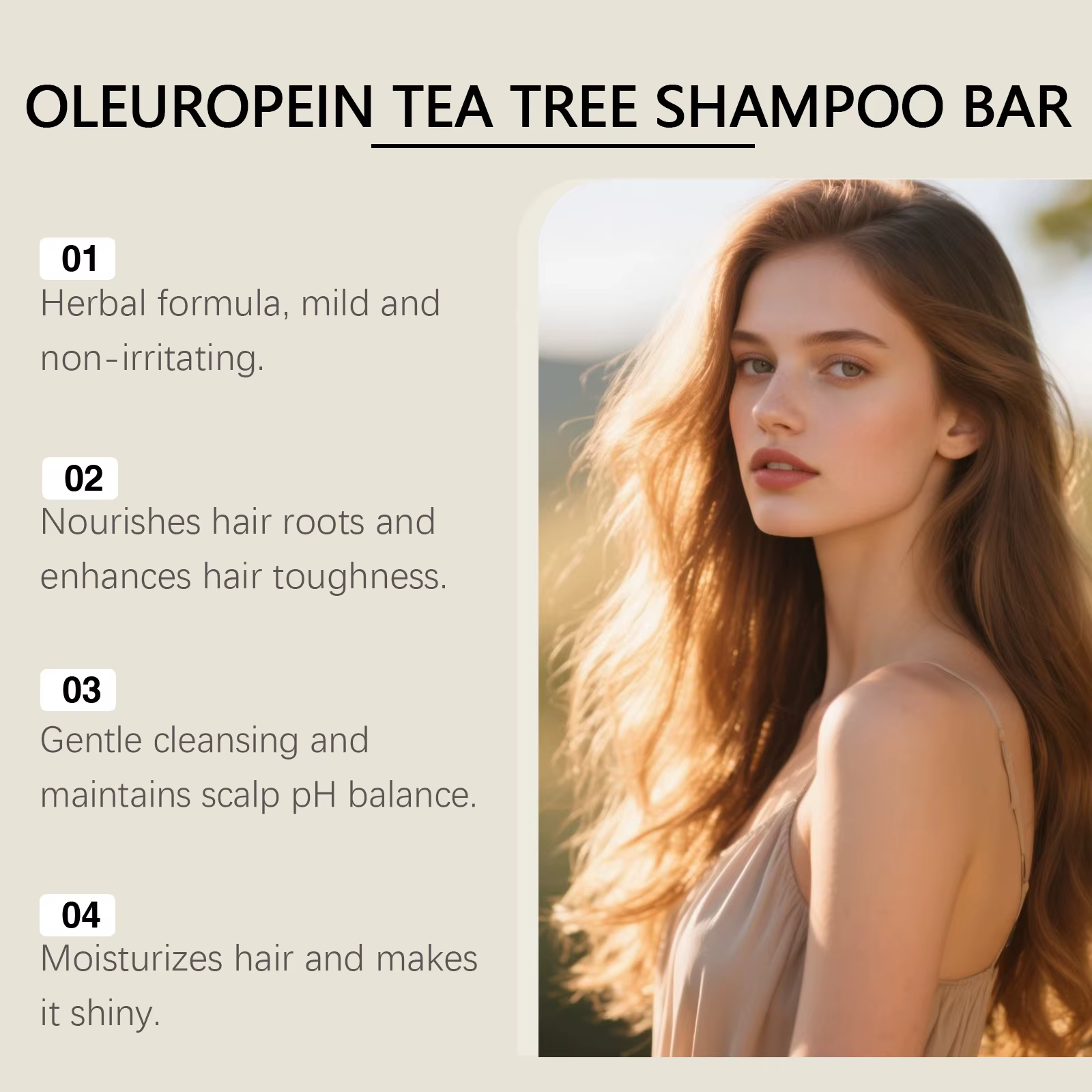Savon Solide Anti-Pelliculaire Herbal Doux à l'Huile d'Arbre à Thé pour le Contrôle du Sébum et le Nettoyage du Cuir Chevelu, Soin Capillaire Réparateur pour Cheveux Abîmés