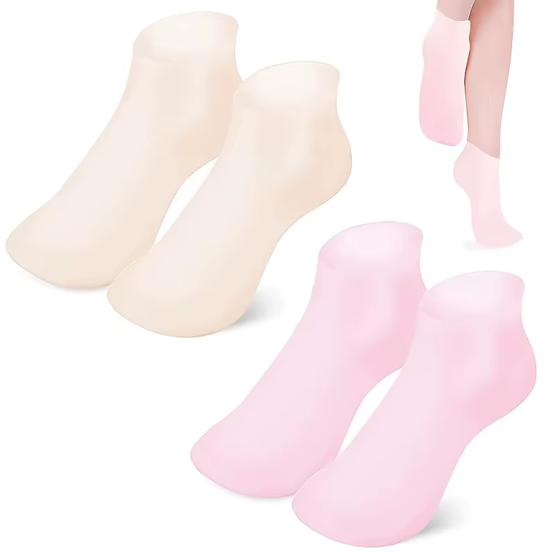 2 paires de chaussettes hydratantes en silicone pour les pieds