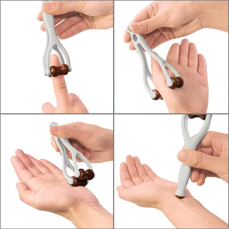 Ensemble gratte-dos et masseur de mains : Outil extensible pour le dos + rouleau à billes pour les doigts