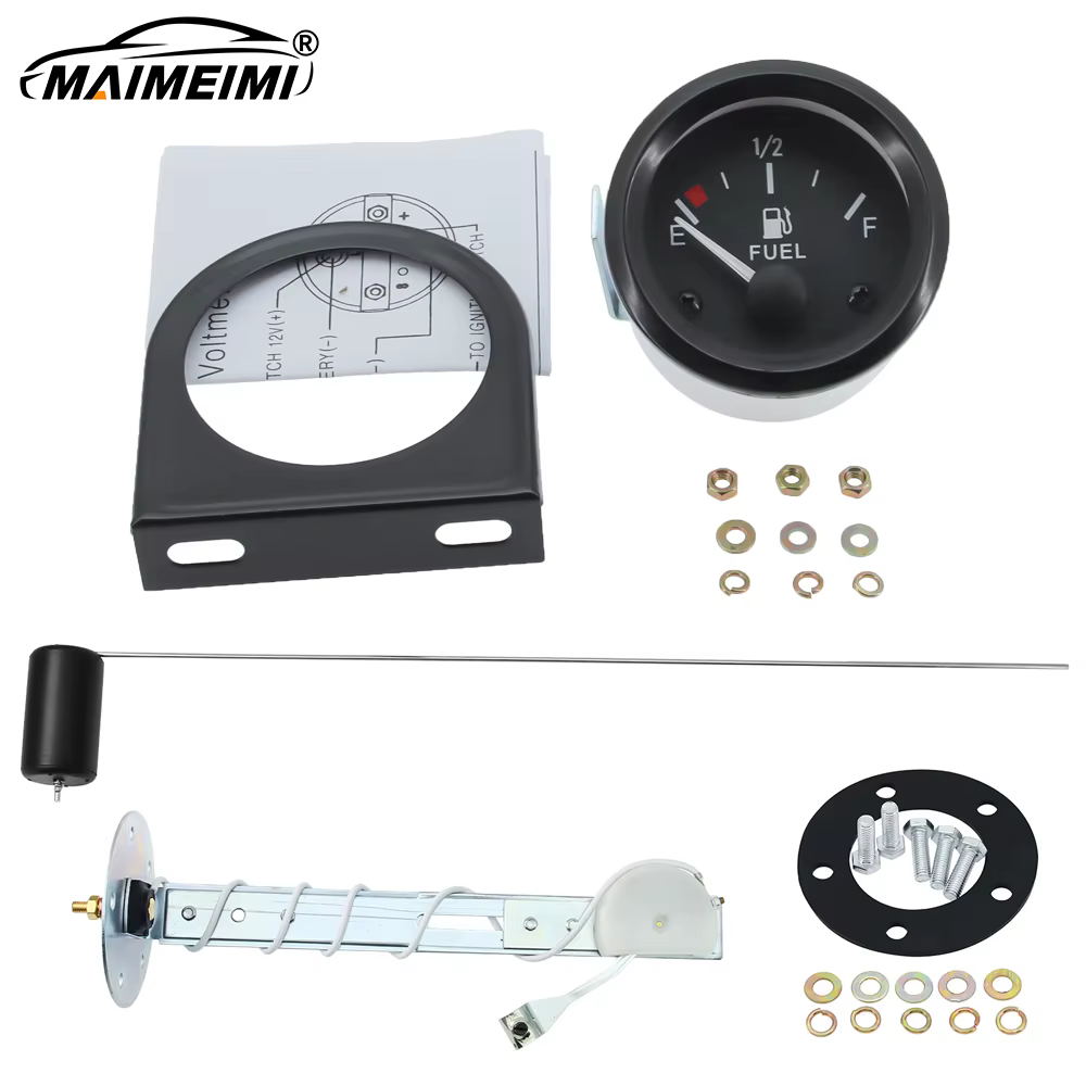 Jauge de niveau de carburant 240-33Ohm avec capteur de flotteur d'huile universel 2 "52mm jauge de carburant pointeur de lumière LED blanche pour voiture SUV camion 8 ~ 16V