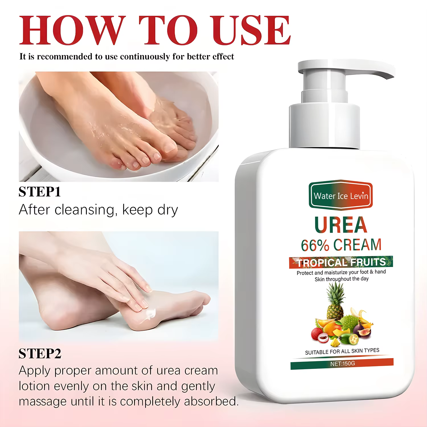 Crème Réparatrice Mains-Pieds à l'Urée - Aux Fruits Tropicaux - Hydratation Profonde - Pour une Peau Douce et Élastique
