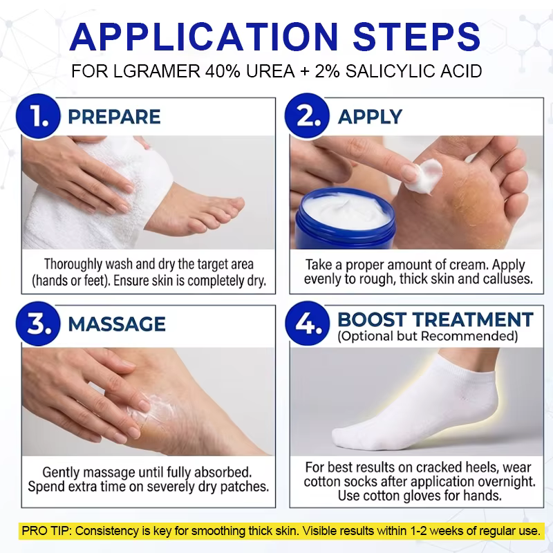 Crème pour les pieds à 40% d'urée + 2% d'acide salicylique