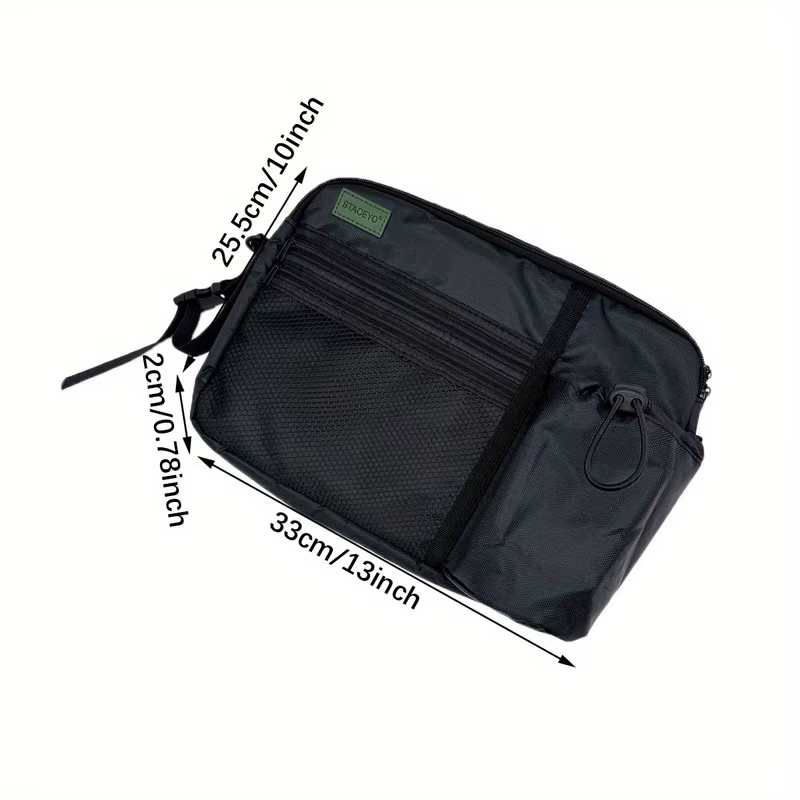 Sac de rangement suspendu pour avion noir, pochette de collation pour téléphone de voyage avec bandoulière, organisateur de siège de vol, 1 paquet