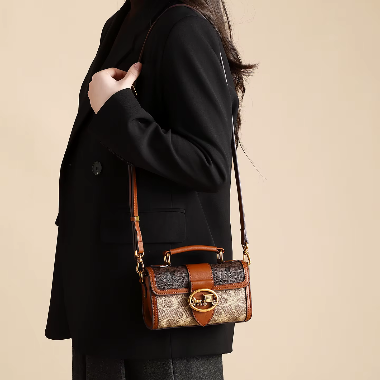 Sac à main pour femme, nouvelle collection 2026, design haut de gamme et de niche, sac porté épaule, couleur contrastante, luxe léger, bandoulière simple