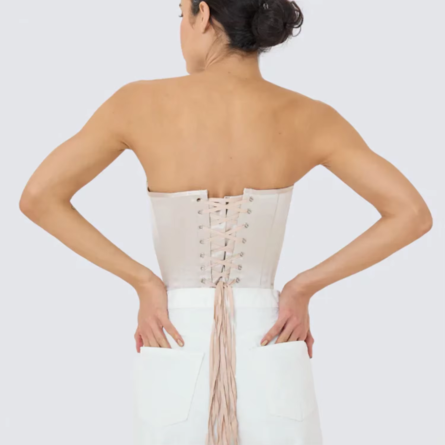 Corset en Satin pour femmes, surbuste, amincissant, modelant la taille, ruban de laçage, Bustier sans bretelles, gaine amincissante, Sexy, court