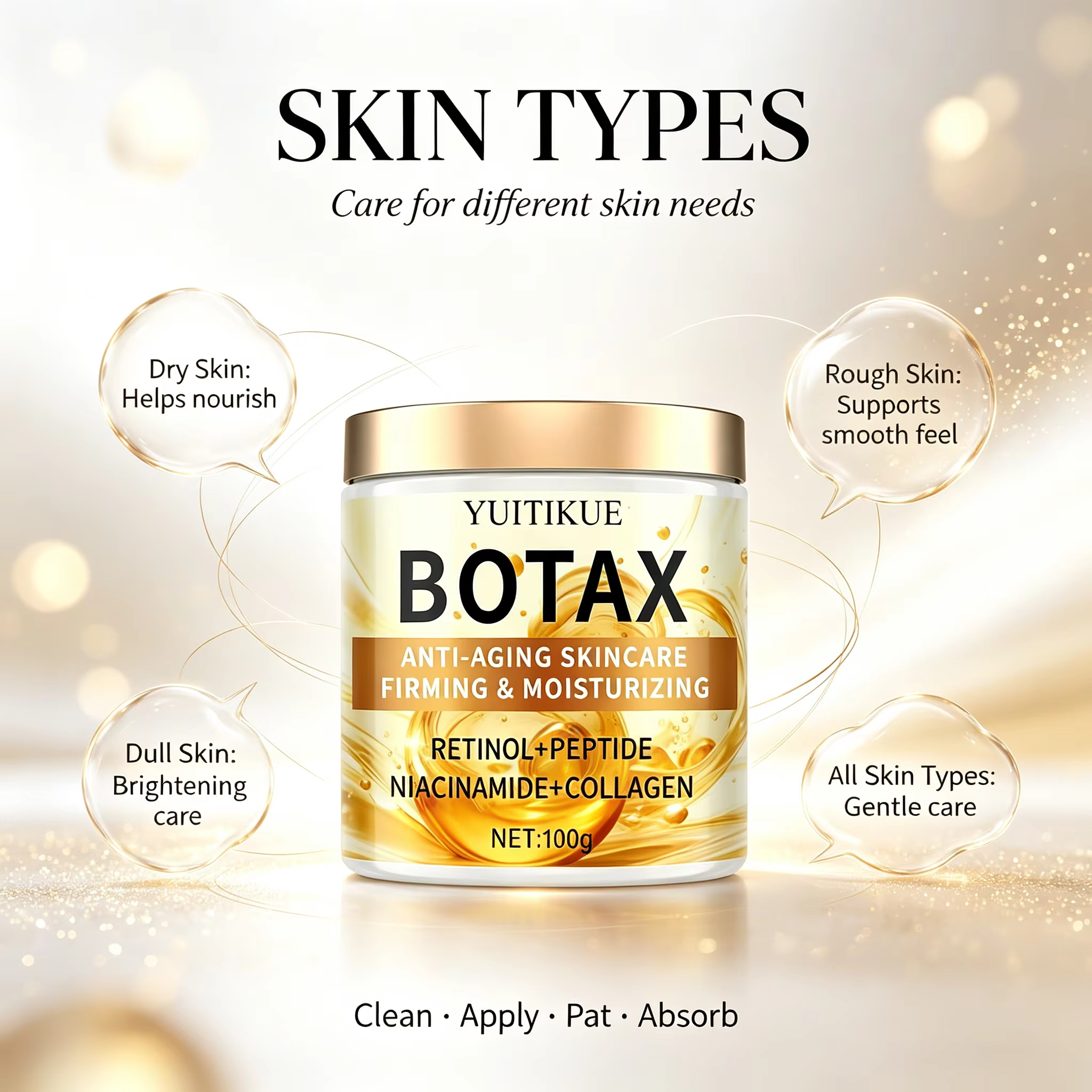 YUITIKUE BOTAX Crème Anti-âge 100g - Peptide de Rétinol Niacinamide Collagène