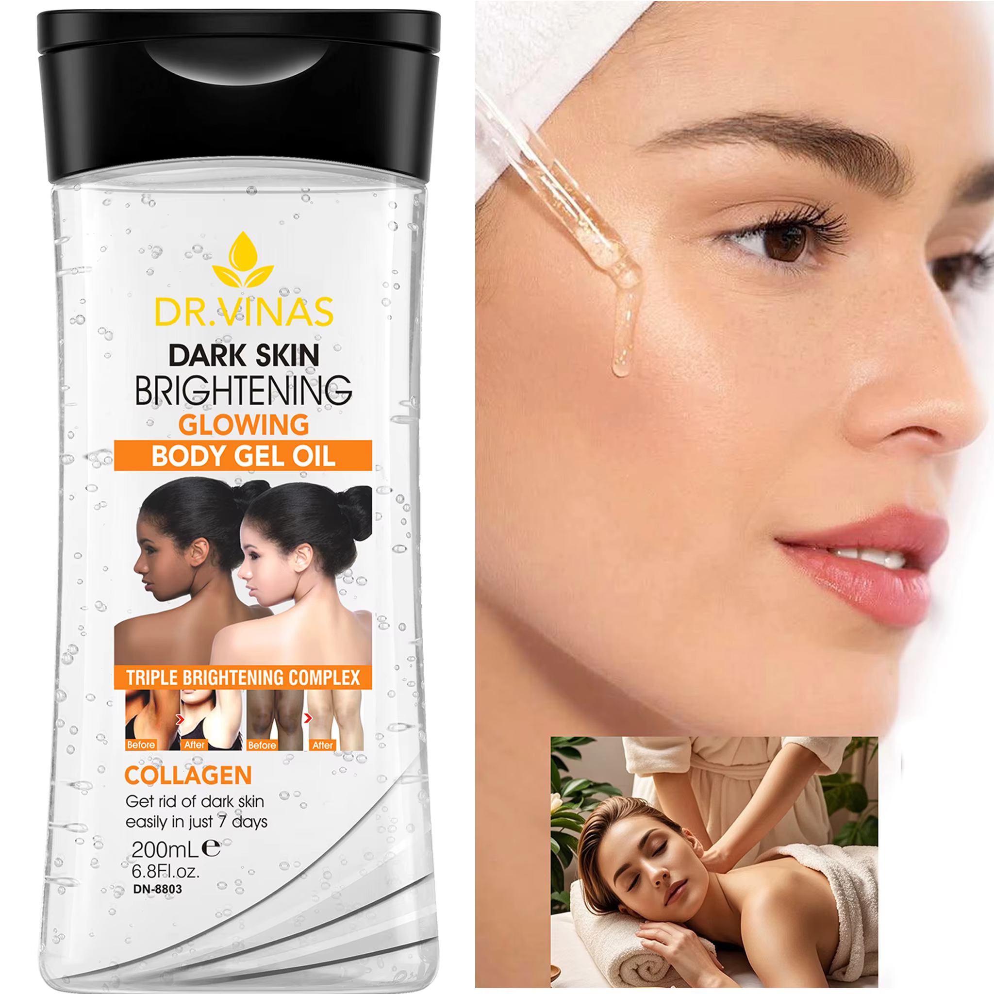 200ml GEL CORPOREL ÉCLAIRANT ET ÉCLATANT Huile Essentielle pour le Corps