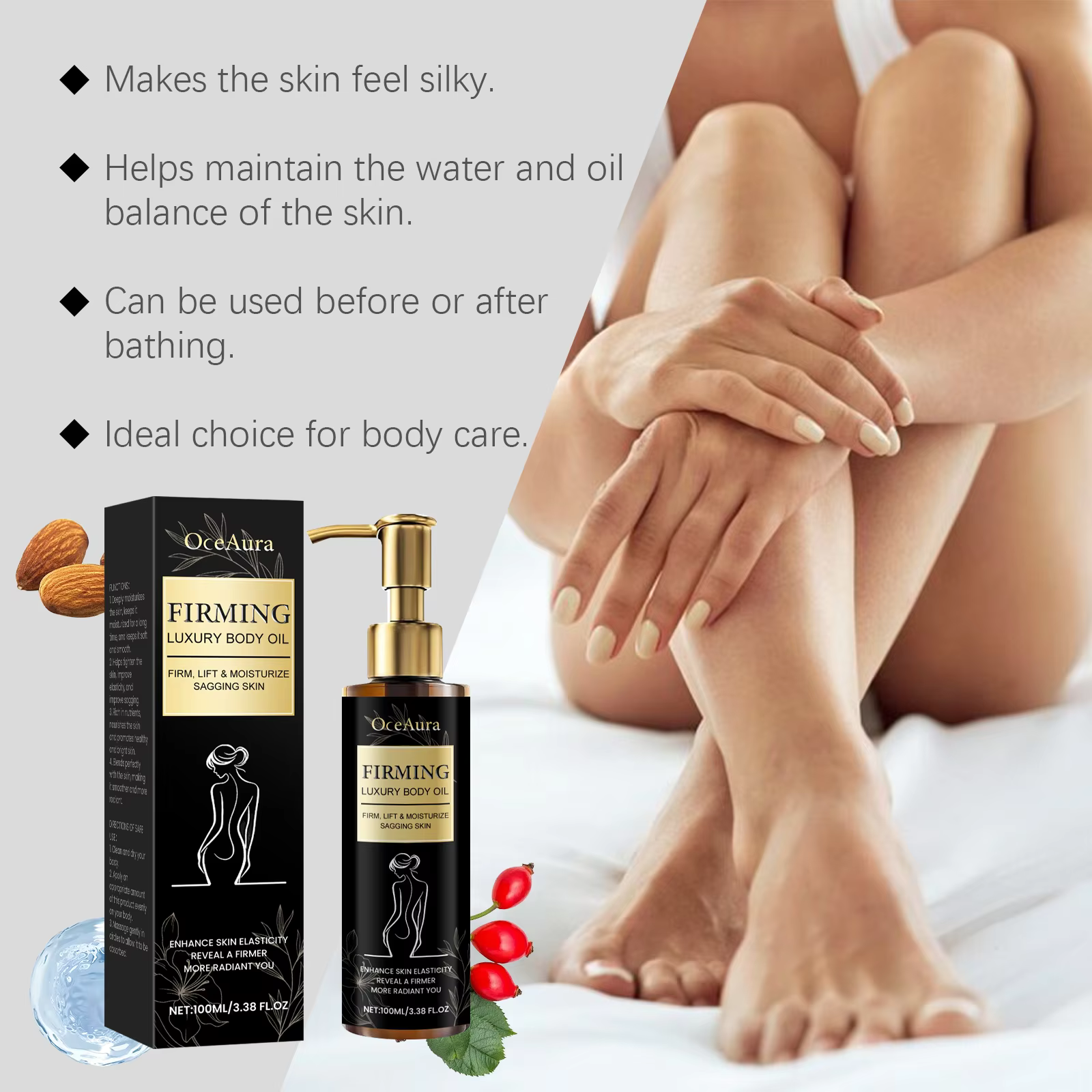 Huile corporelle raffermissante hydratante Anti-Cellulite améliore l'affaissement raffermissant façonnant minceur
