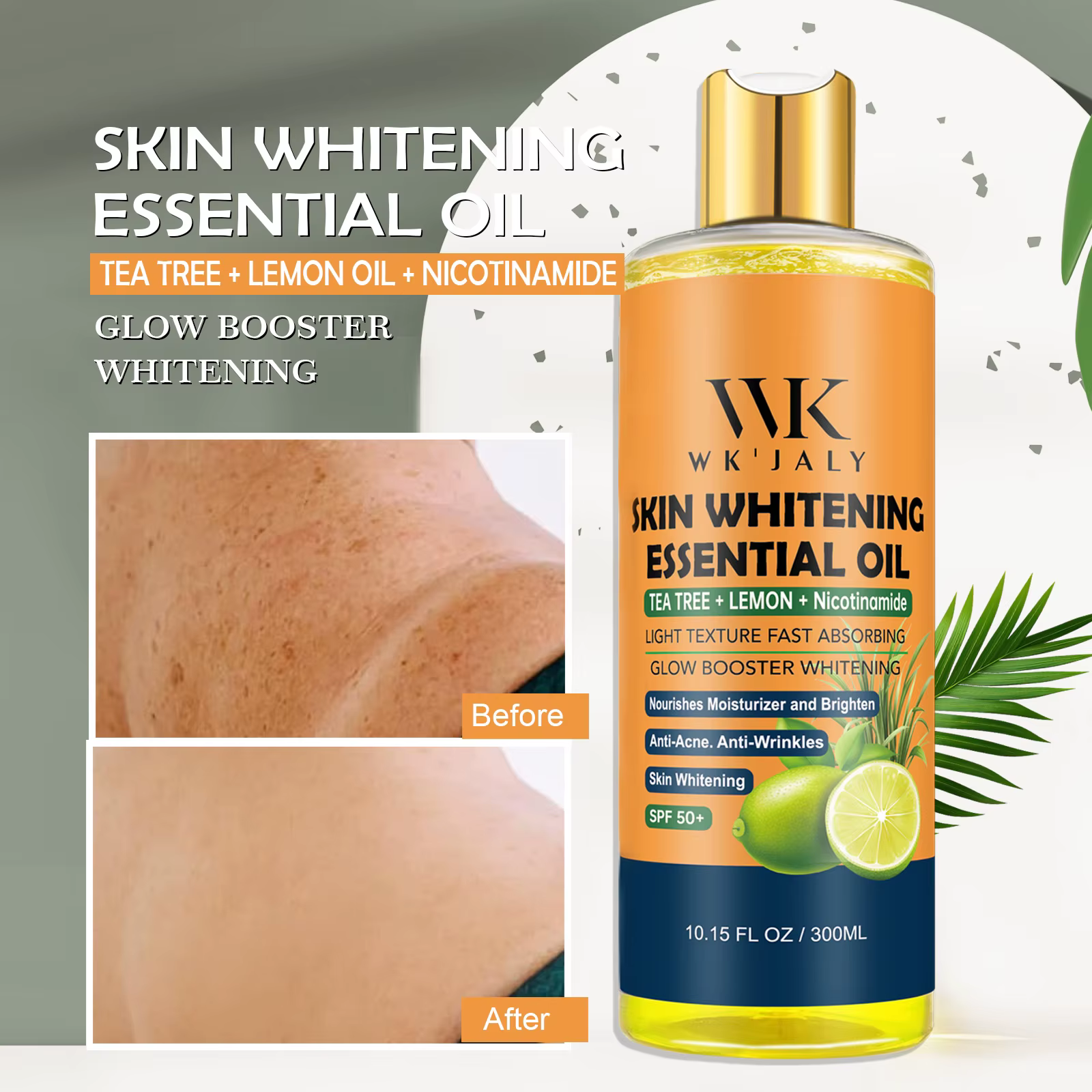 WK JALY Huile corporelle éclaircissante Niacinamide pour toute la peau