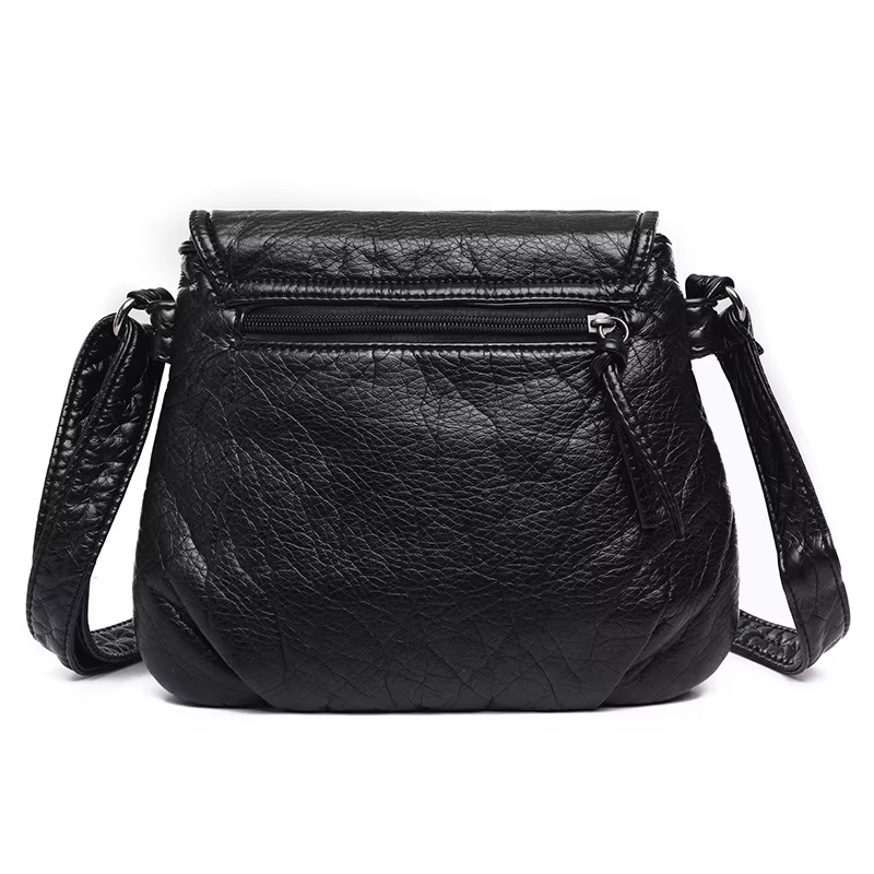 Sac à bandoulière en cuir souple tendance pour femme, style délavé, double compartiment, sac à main pour femme, tendance urbaine, taille moyenne, carré