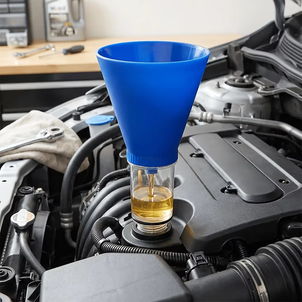 Entonnoir à huile moteur anti-déversement, utilisation mains libres, pour remplissage d'huile moteur de voiture avec filetage, adapté