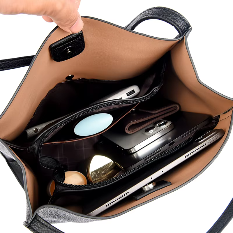 Sac à bandoulière en cuir véritable pour femme, sac à main 3 couches, sac fourre-tout initié, sac à main femme, haute qualité, marque de créateur de luxe, 2023