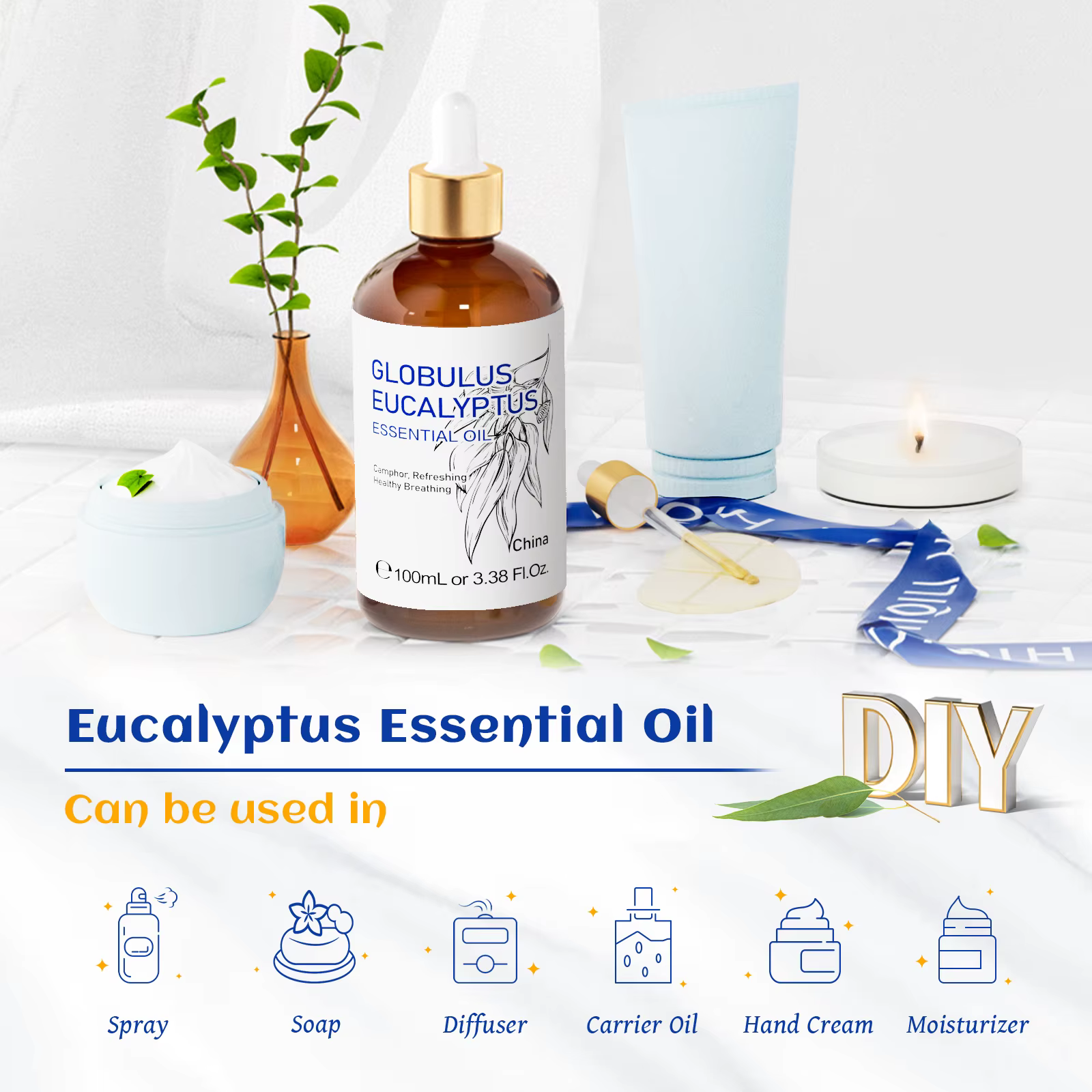 HIQILI Huile essentielle d'eucalyptus 100 ml