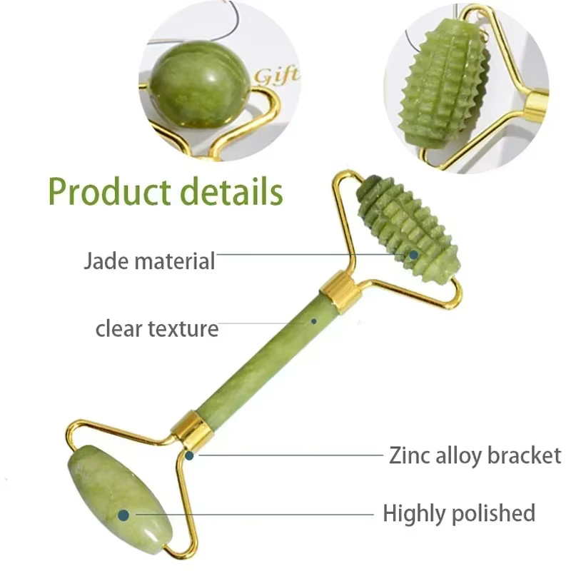 Rouleau de Jade naturel pour le visage Gua Sha