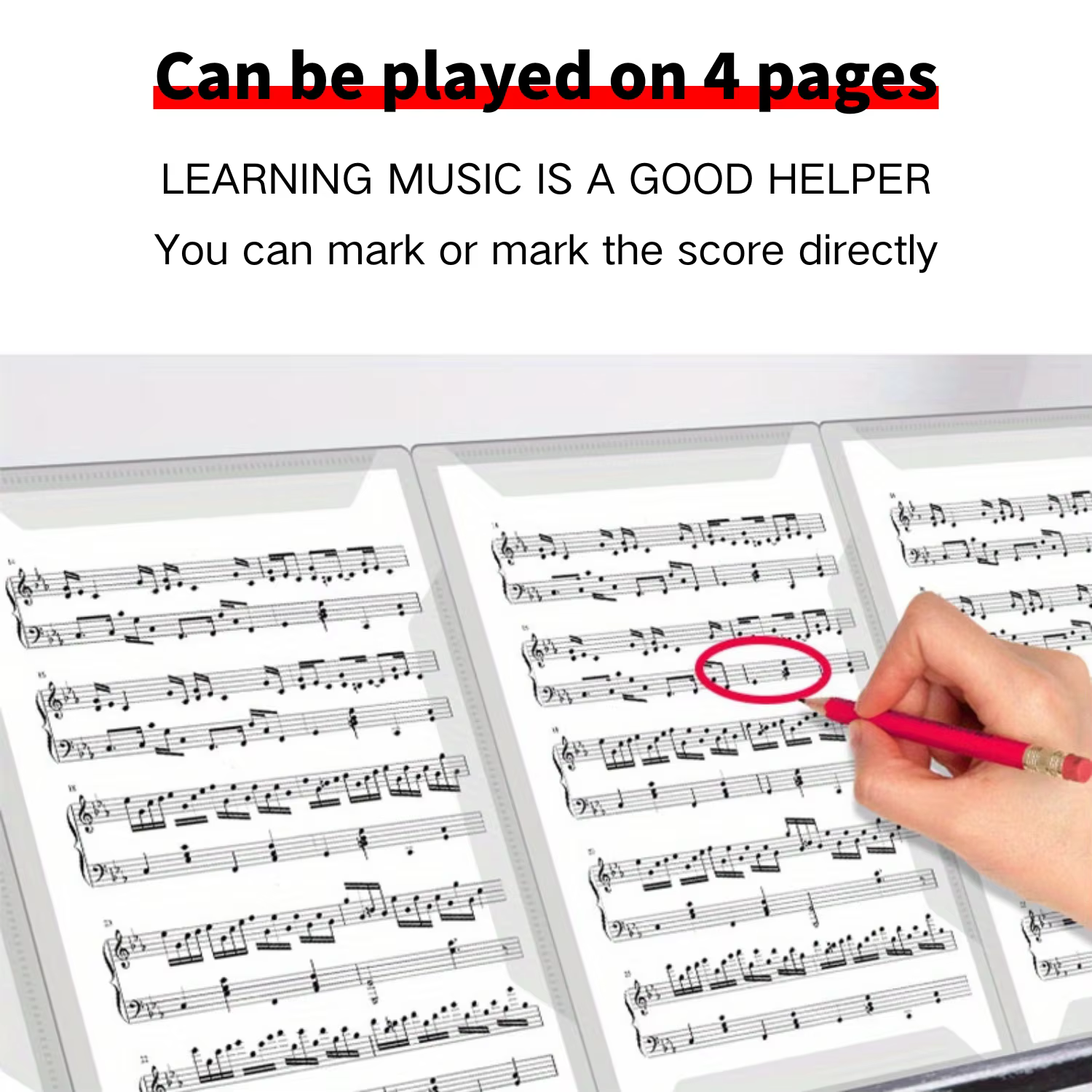 Clip pour partitions de piano de qualité supérieure, format A4, design tri-pliant, capacité six pages, durable et léger, parfait pour les musiciens