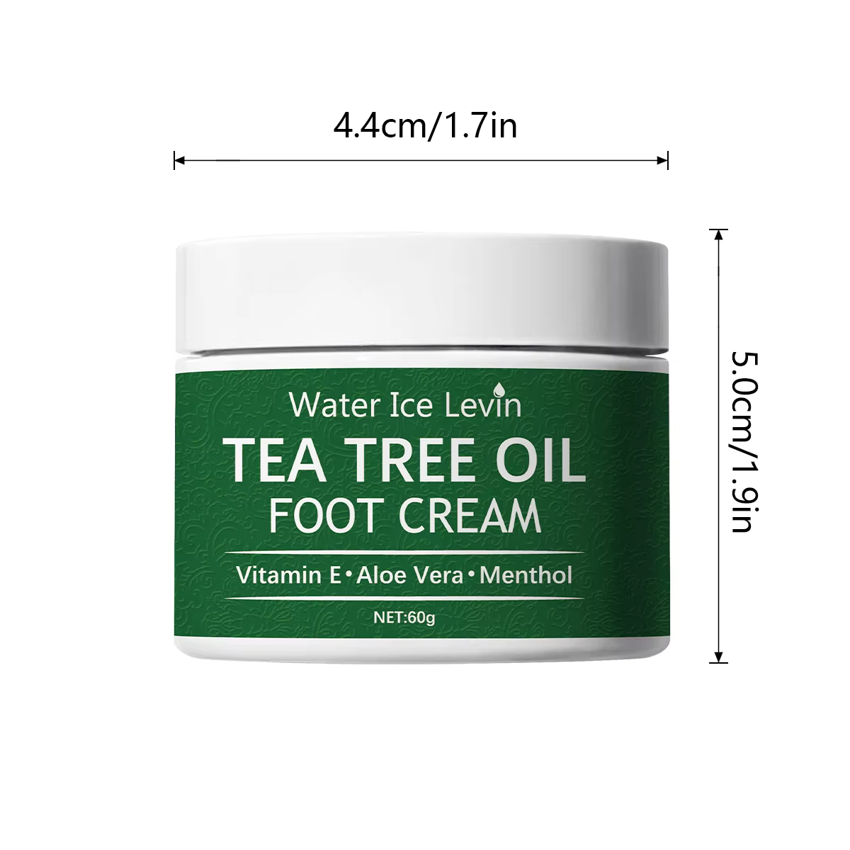 Crème pour les pieds à l'huile d'arbre à thé Water Ice Levin – Vitamine E Aloe Vera Menthol Ralent