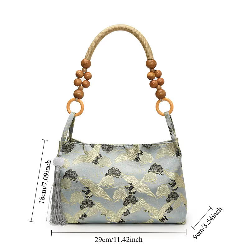 Sacs à bandoulière pour femmes, nouvelle collection printemps 2026, style ethnique brodé, avec pompons et fermoir, détails de couture, meilleures ventes