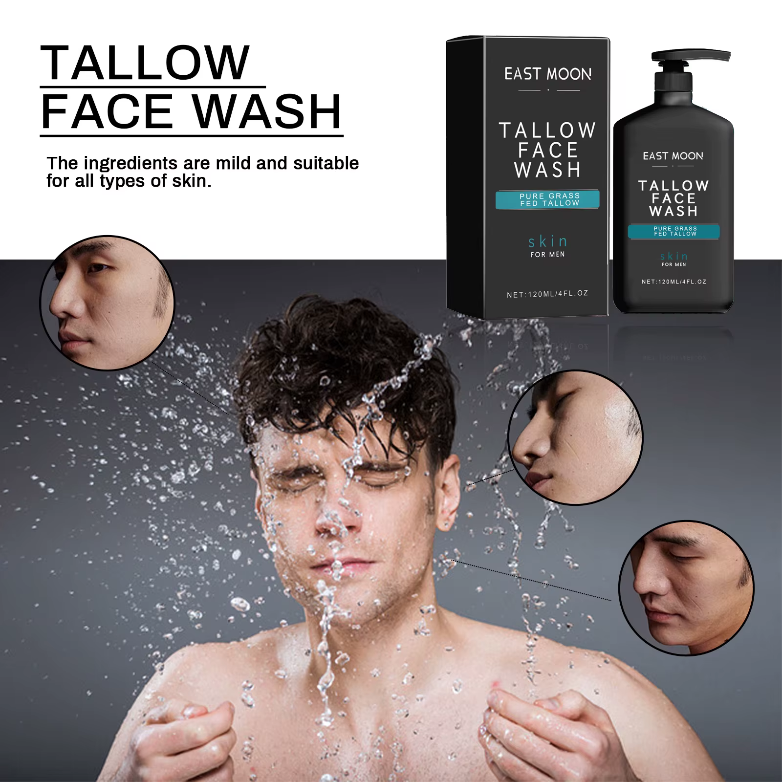 Lotion nettoyante pour le visage Tallow pour hommes