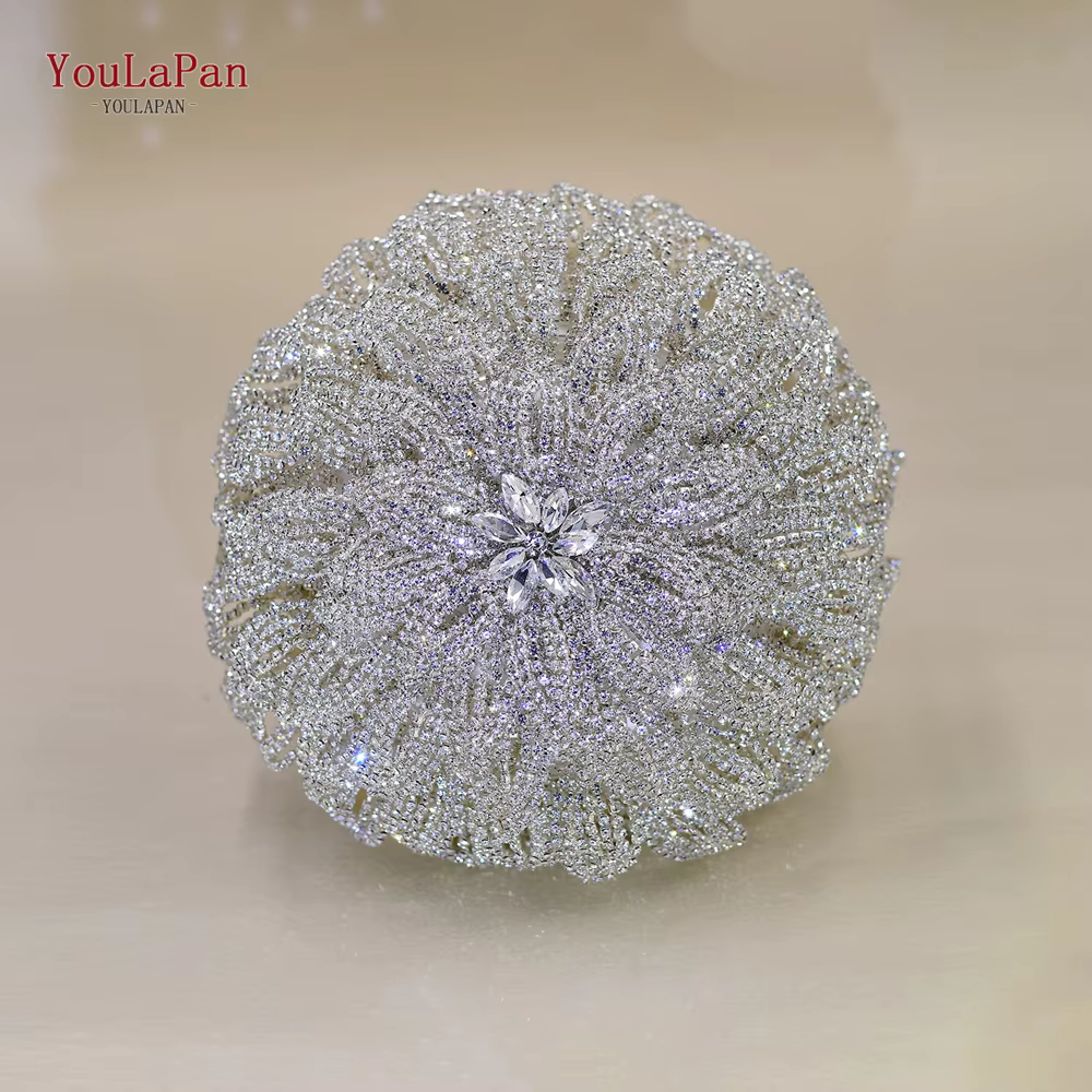 YouLasaupoudrer-Bouquet de Mariage pour Patients Demoiselle d'Honneur, Fait à la Main, Rond, Déterminer la Fleur, Luxe, Plats en Pierre de Kirchin, Tenant des Fleurs, Nouveau-nés 01