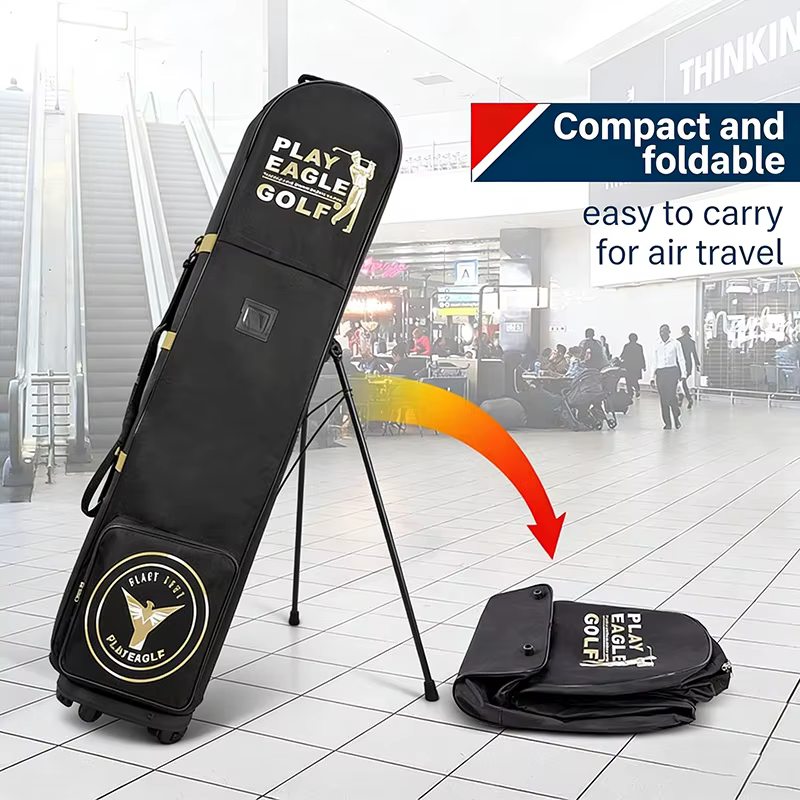 Sac de golf pour l'aviation avec roues silencieuses HKB02, grande capacité de rangement, pliable, pour voyages en avion