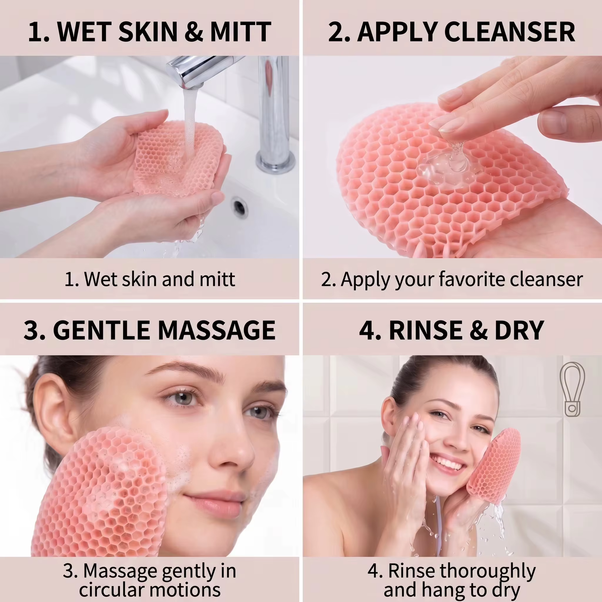Gant de bain exfoliant en nid d'abeille