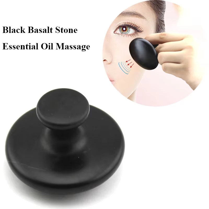 Pierre de basalte noire pour massage du visage et du corps, massage à l'huile essentielle, forme d'ambiance plus lente, pierre énergétique Spa, masseur de dos Gua Sha