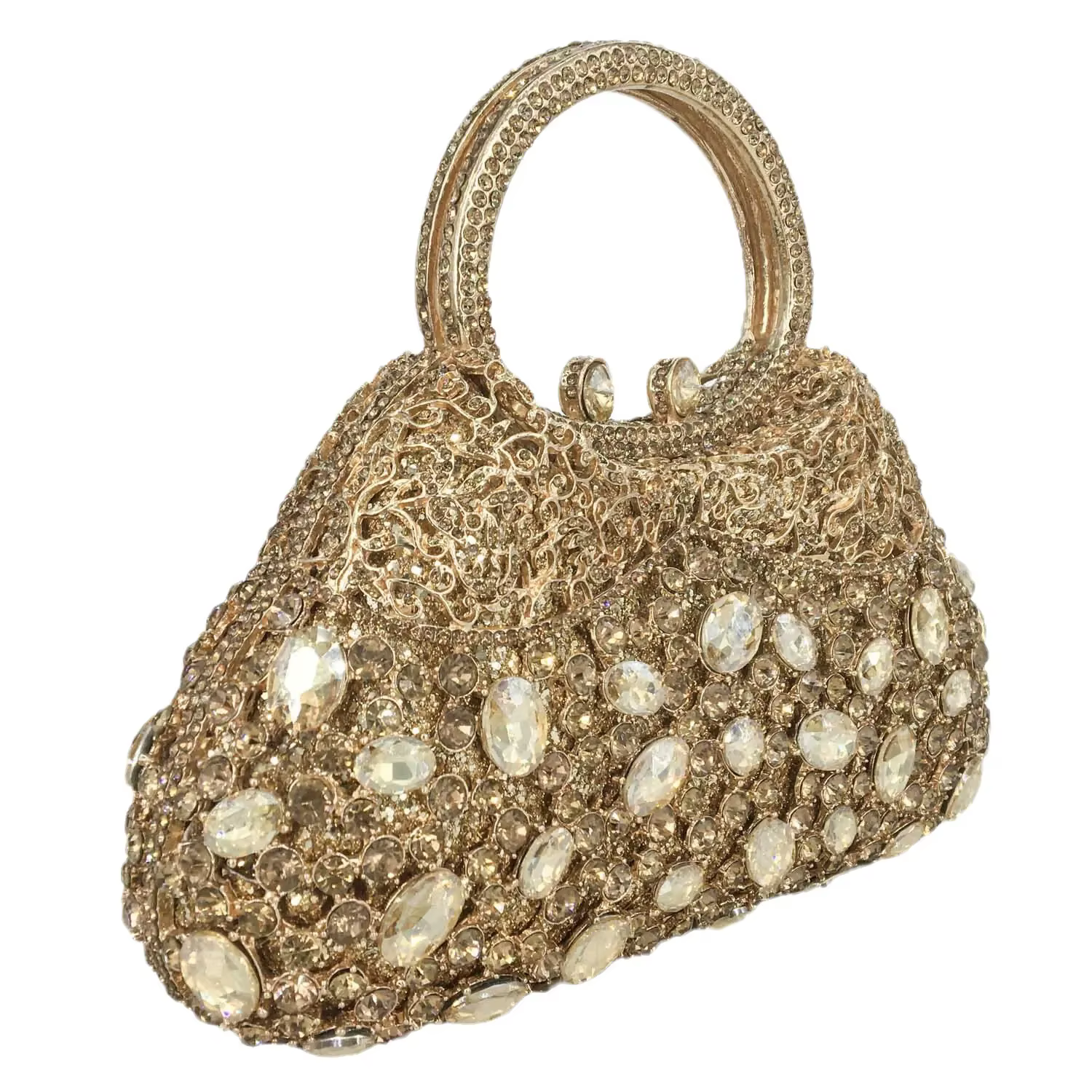 Boutique De FGG femmes sacs à main De soirée dorés poignée supérieure pochettes en cristal fourre-tout en métal sacs à main sac à main De soirée De mariage