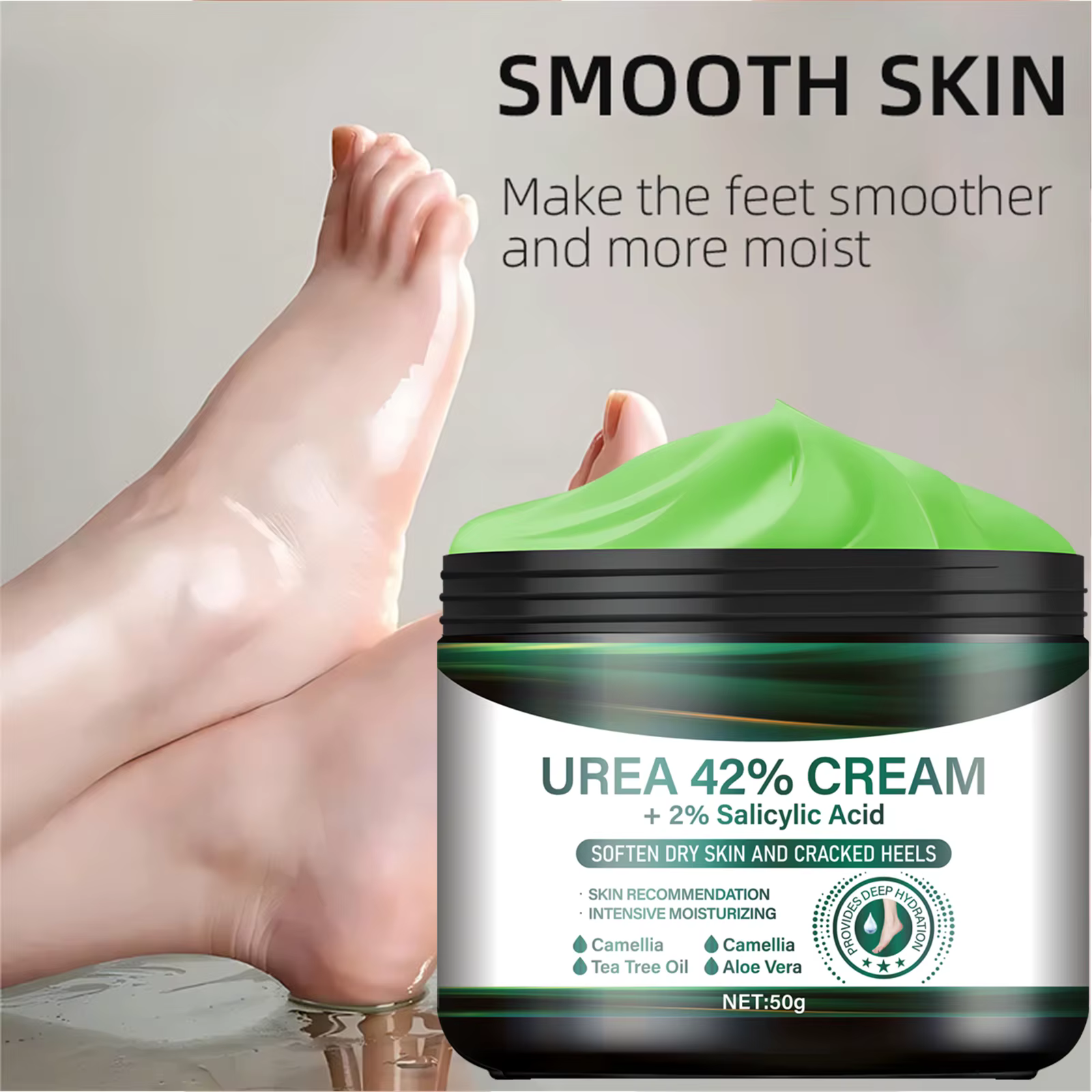 Crème pour Pieds à l'Urée 42% et Acide Salicylique - Réparation Intensive des Talons Fendillés