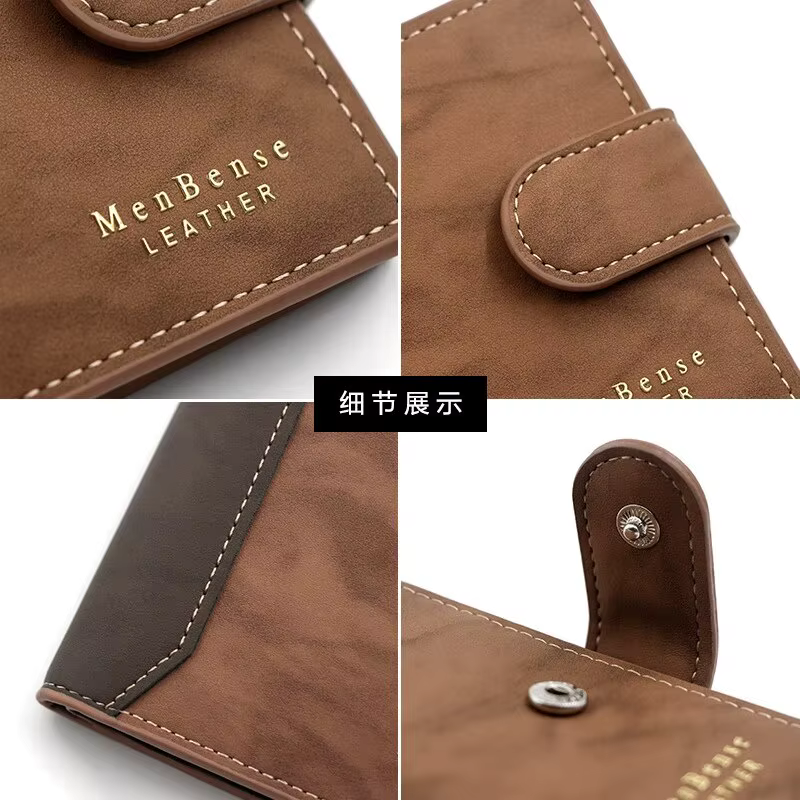 Portefeuille en cuir PU avec moraillon pour homme, porte-cartes de visite, sac à main court pour homme, sac d'argent, portefeuilles pour cartes de crédit