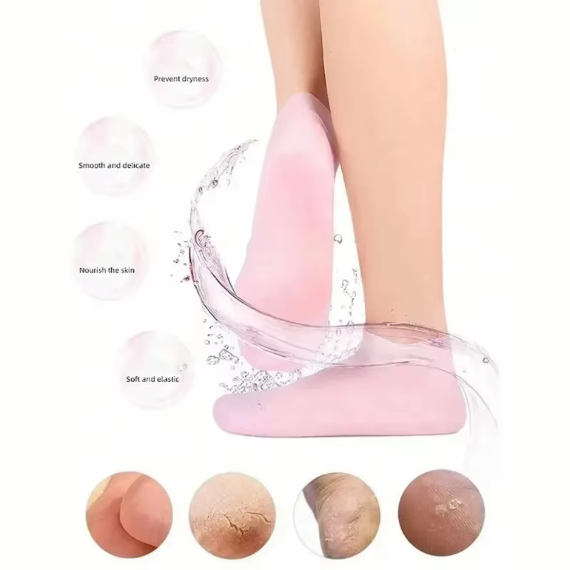 Chaussettes hydratantes en silicone pour pieds secs et gercés