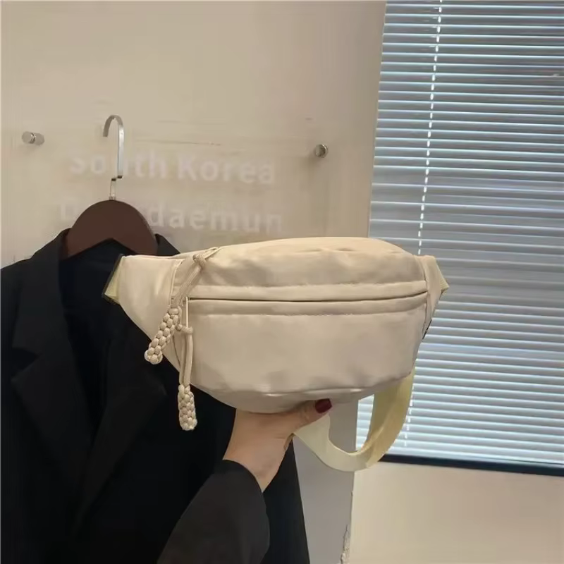 Sac de poitrine demi-lune en toile pour femme, sac banane décontracté à bandoulière