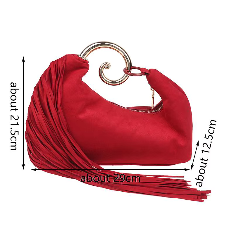 Sacs de soirée vintage tendance pour femmes, sacs à main en faux daim de luxe français avec poignée en métal durable