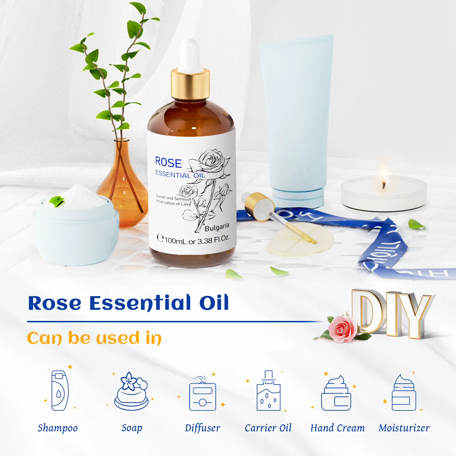 HIQILI huile essentielle Rose géranium Lavande Citronela arbre à thé vanille