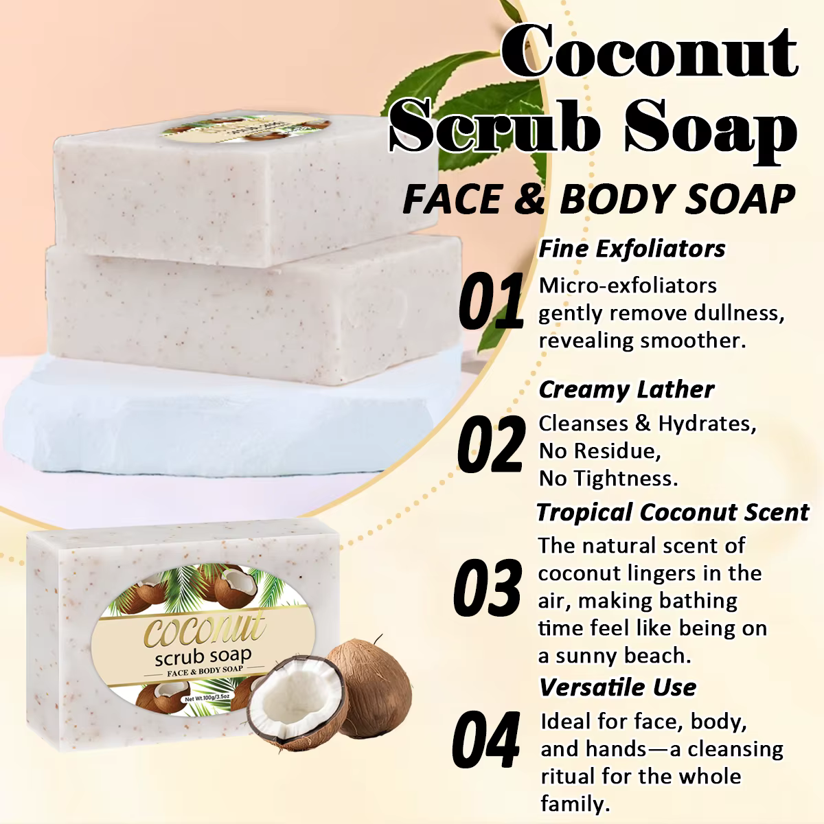 Savon gommage au noix de coco