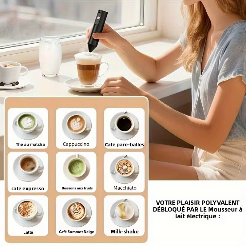 Mélangeur électrique pour mousse de café et de lait, fouet à café, batteur à œufs portatif, mélangeur de mousse avec coque, outils de cuisine portables pour la maison
