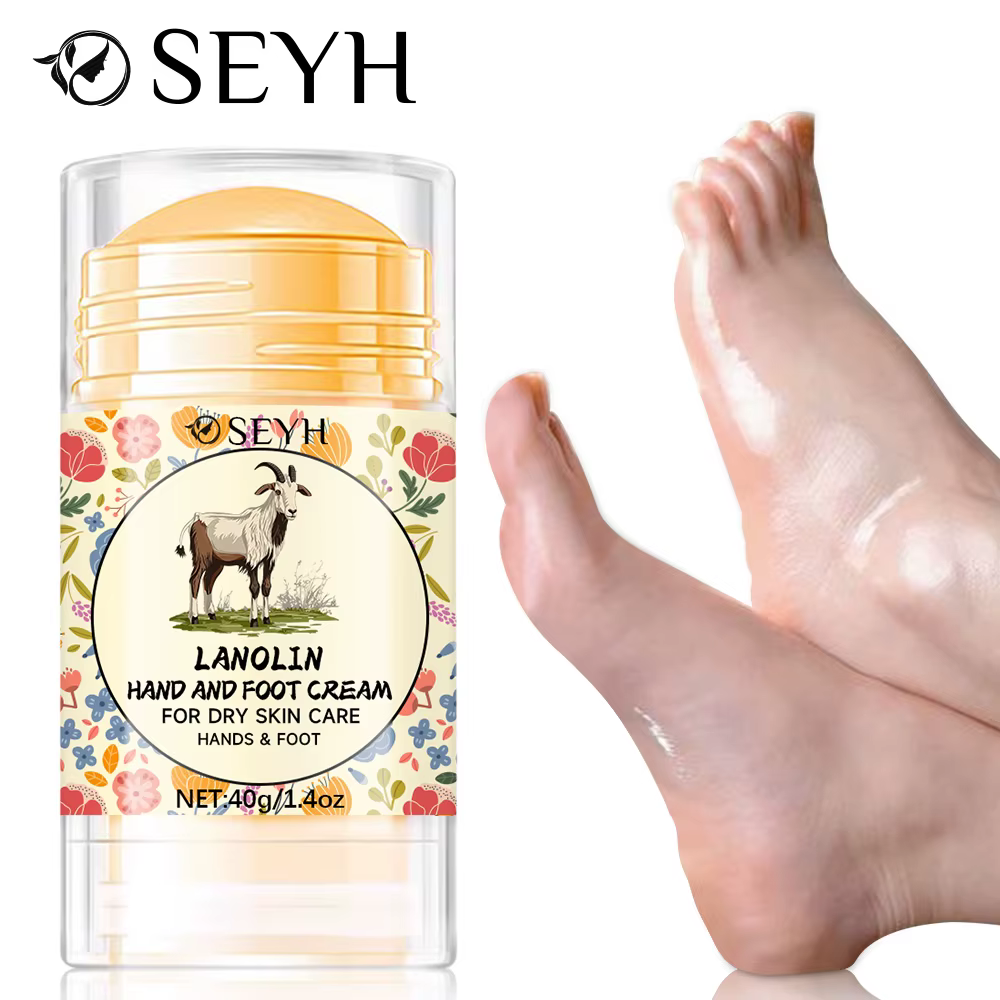 SEYH 40g Lotion pour mains et pieds secs et craquelés riche en laine graisse acide hyaluronique vitamine E hydrate la peau longue durée Portable