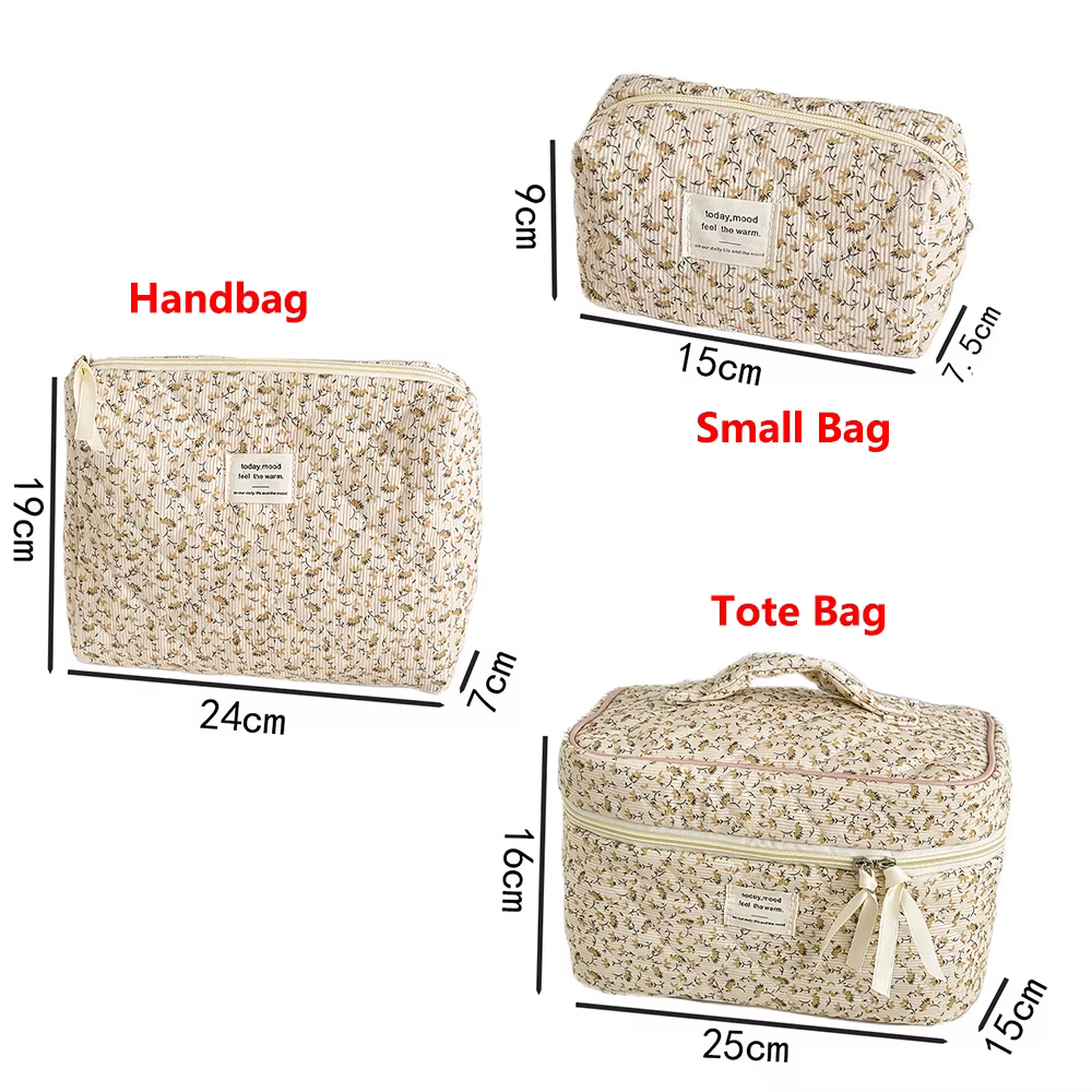 Pochette à cosmétiques Vintage pour femmes, imprimé Floral, sac à main de voyage, sac de rangement de maquillage, sac matelassé de grande capacité, vente en gros